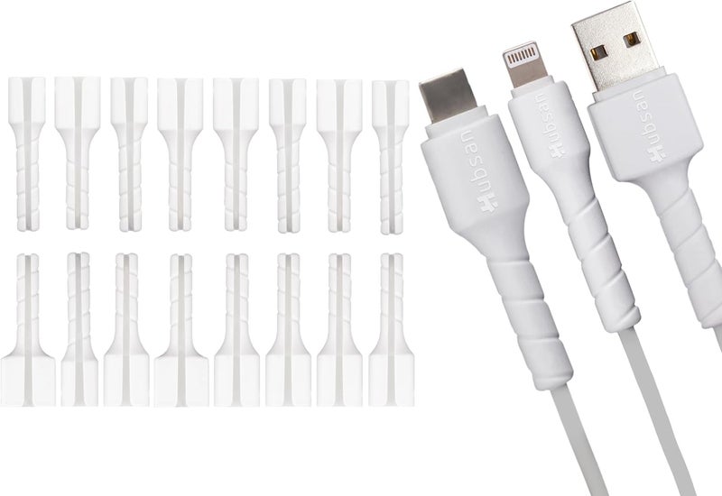 Gorilla Case 16-Piece Charger Cable Kit - USB C & Lightning Cable Protectors, Cable Holders, White - Image 1